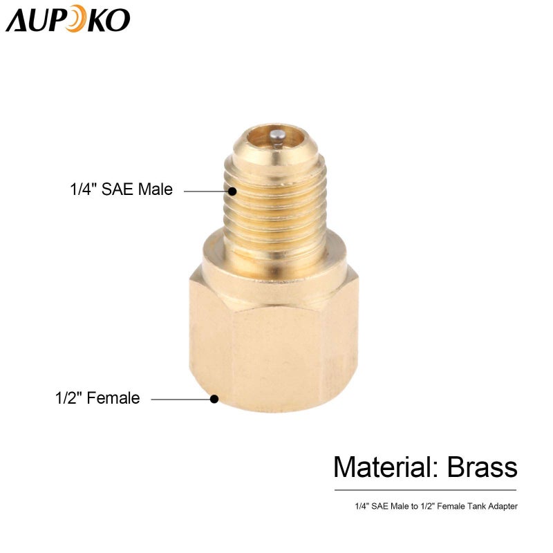 Aupoko R12 to R134A Conversion Quick Connect Coupler Kit, High/Low Side 90 Degree Angle Quick Coupler Manifold Gauge Set with R134A 1/2" Female x 1/4" SAE Male Tank Adapter - Image 5